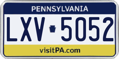 PA license plate LXV5052