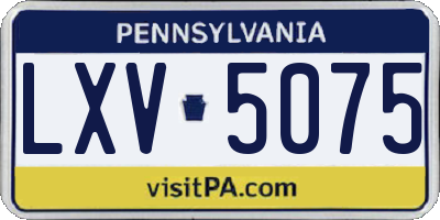 PA license plate LXV5075