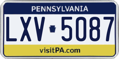 PA license plate LXV5087