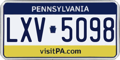 PA license plate LXV5098