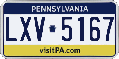 PA license plate LXV5167