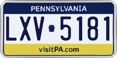 PA license plate LXV5181