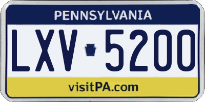 PA license plate LXV5200