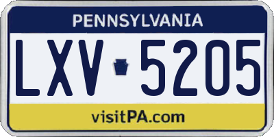 PA license plate LXV5205