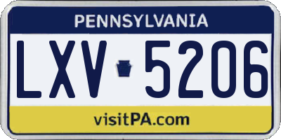 PA license plate LXV5206