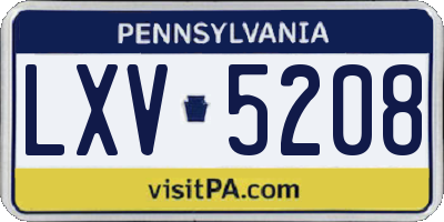 PA license plate LXV5208