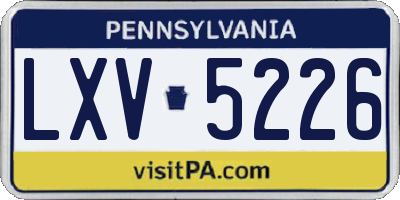 PA license plate LXV5226