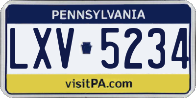 PA license plate LXV5234