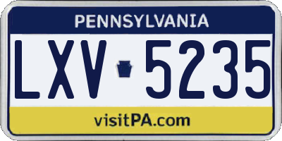PA license plate LXV5235