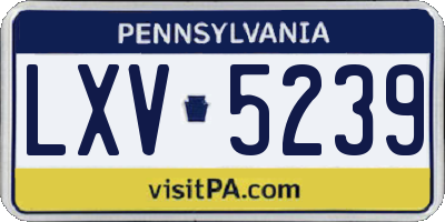 PA license plate LXV5239