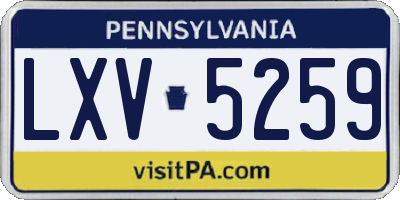 PA license plate LXV5259