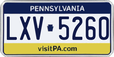 PA license plate LXV5260