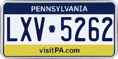 PA license plate LXV5262