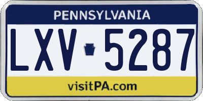 PA license plate LXV5287