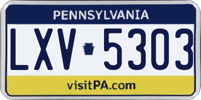 PA license plate LXV5303