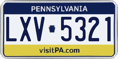PA license plate LXV5321