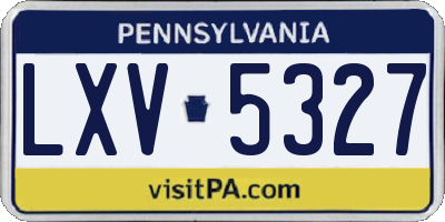 PA license plate LXV5327