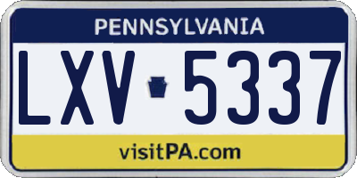 PA license plate LXV5337