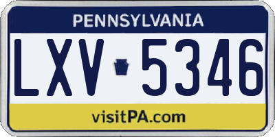 PA license plate LXV5346