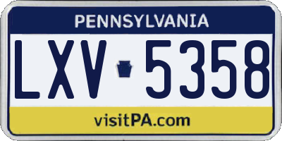PA license plate LXV5358