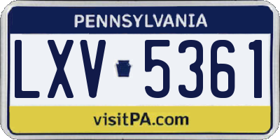 PA license plate LXV5361