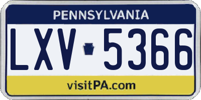 PA license plate LXV5366