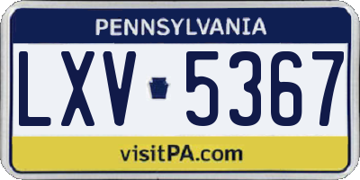 PA license plate LXV5367