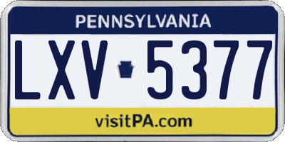 PA license plate LXV5377