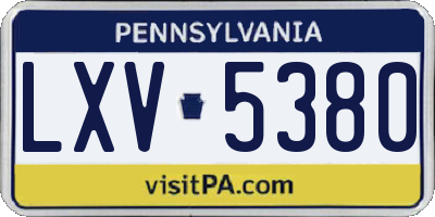 PA license plate LXV5380