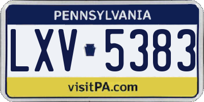 PA license plate LXV5383