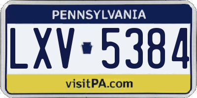 PA license plate LXV5384