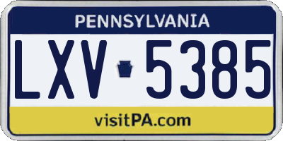 PA license plate LXV5385