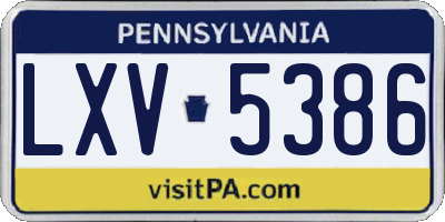 PA license plate LXV5386