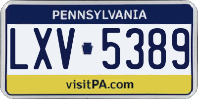 PA license plate LXV5389