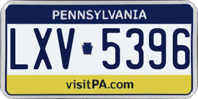 PA license plate LXV5396