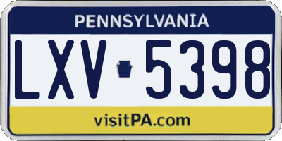 PA license plate LXV5398