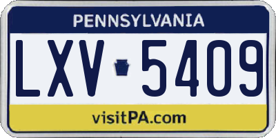 PA license plate LXV5409