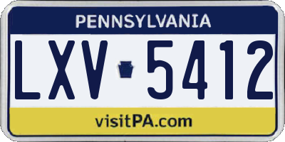 PA license plate LXV5412
