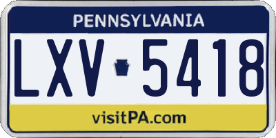 PA license plate LXV5418