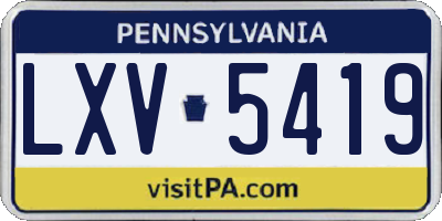 PA license plate LXV5419