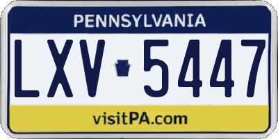 PA license plate LXV5447
