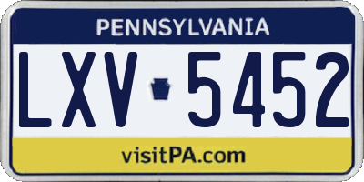 PA license plate LXV5452