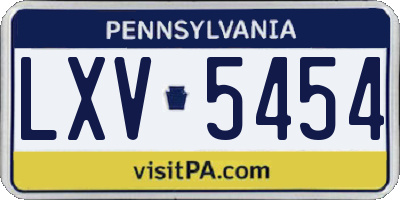 PA license plate LXV5454