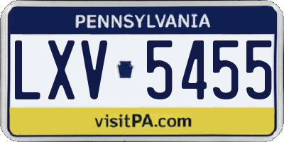 PA license plate LXV5455