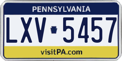 PA license plate LXV5457
