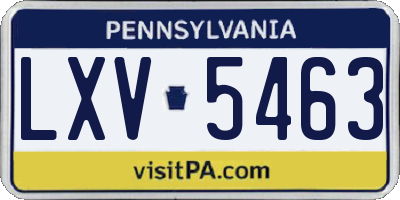 PA license plate LXV5463