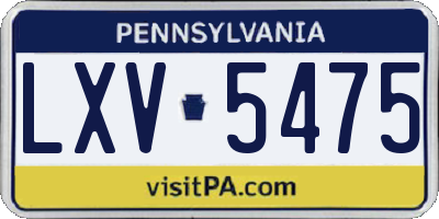 PA license plate LXV5475