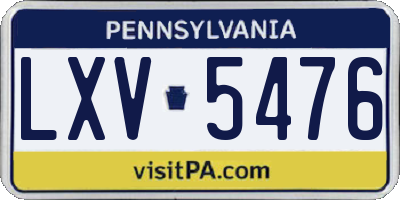 PA license plate LXV5476