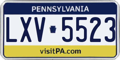 PA license plate LXV5523