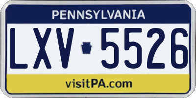 PA license plate LXV5526